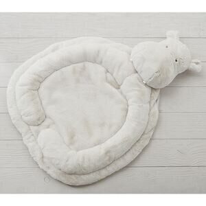 Pottery Barn Kids Gray Hippo Plush Play Mat Blanket Rug Faux Fur Baby Tummy Time